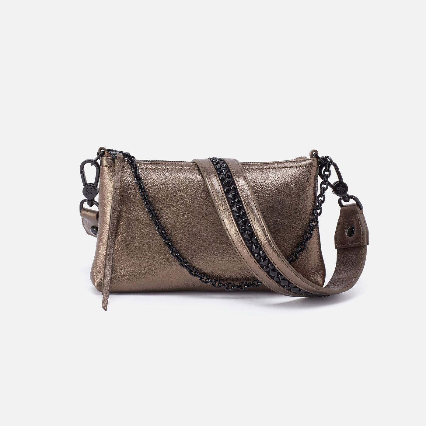Darcy Luxe Crossbody in Pebbled Metallic Leather - Pewter