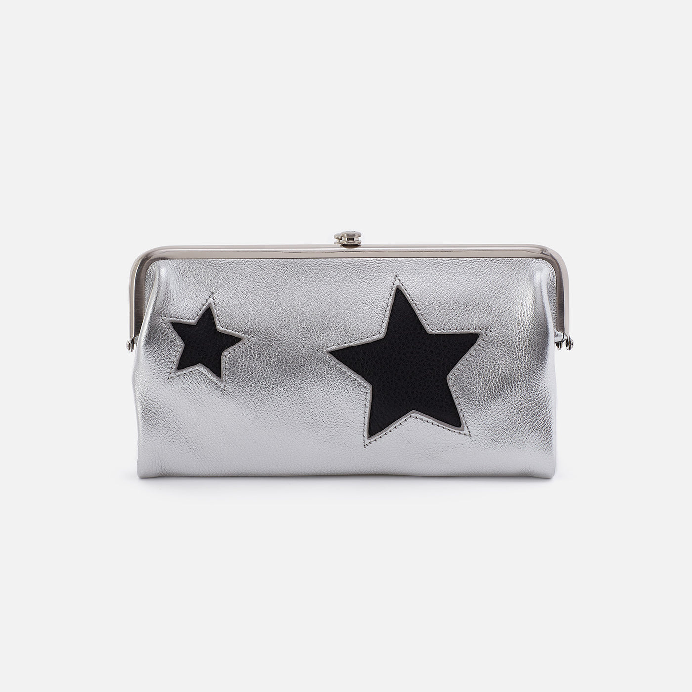 Lauren Clutch-Wallet in Metallic Leather - Argento