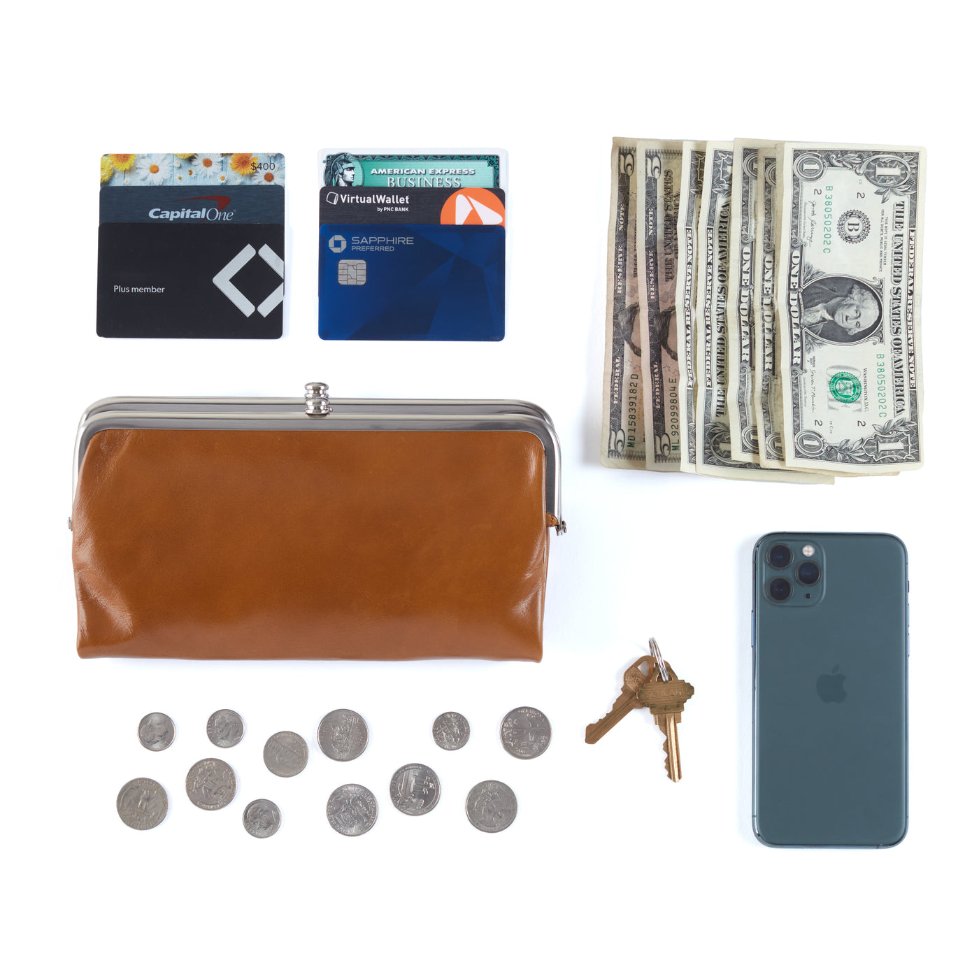 Lauren Clutch-Wallet in Buffed Leather - Azure