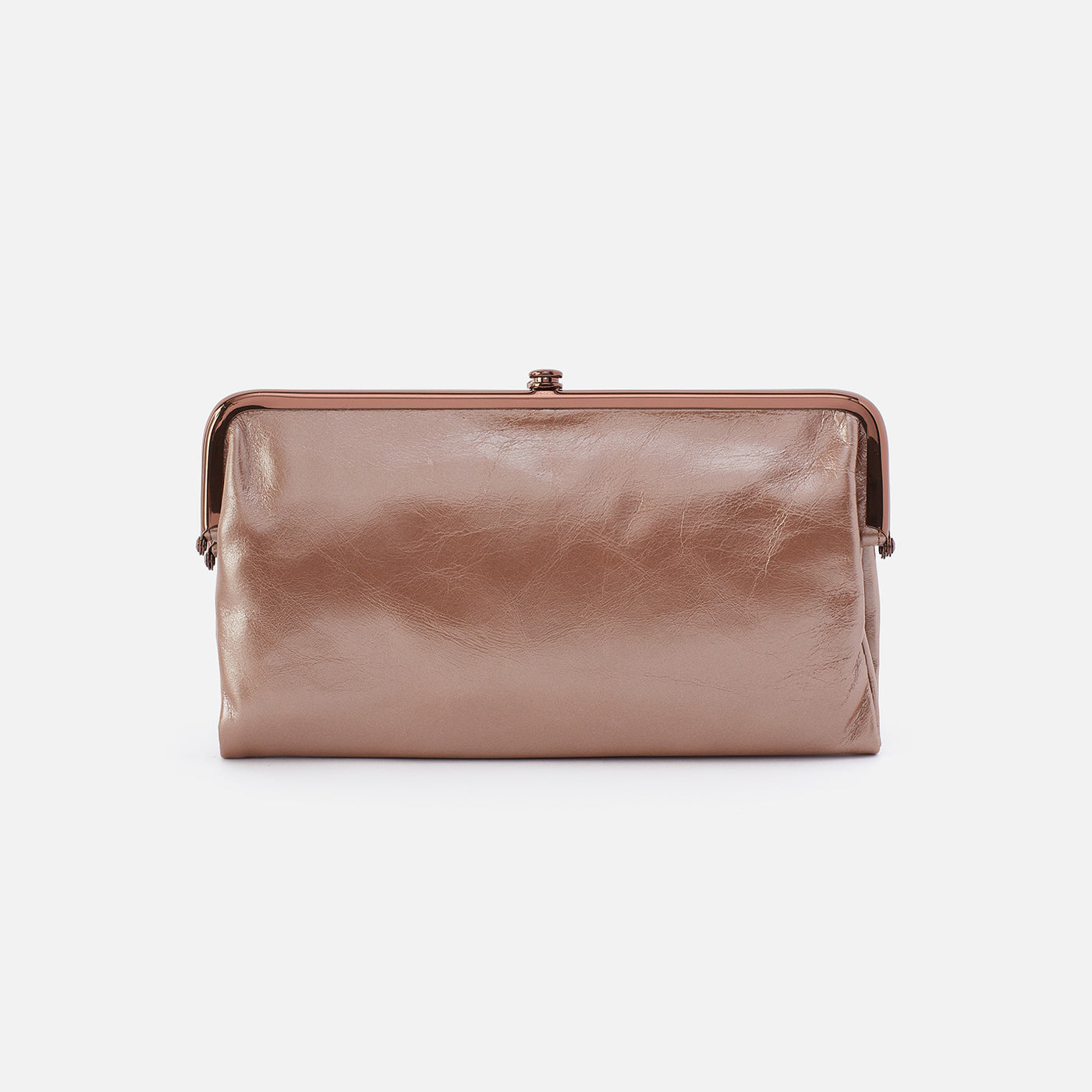 Lauren Clutch-Wallet in Metallic Leather - Frosted Rose