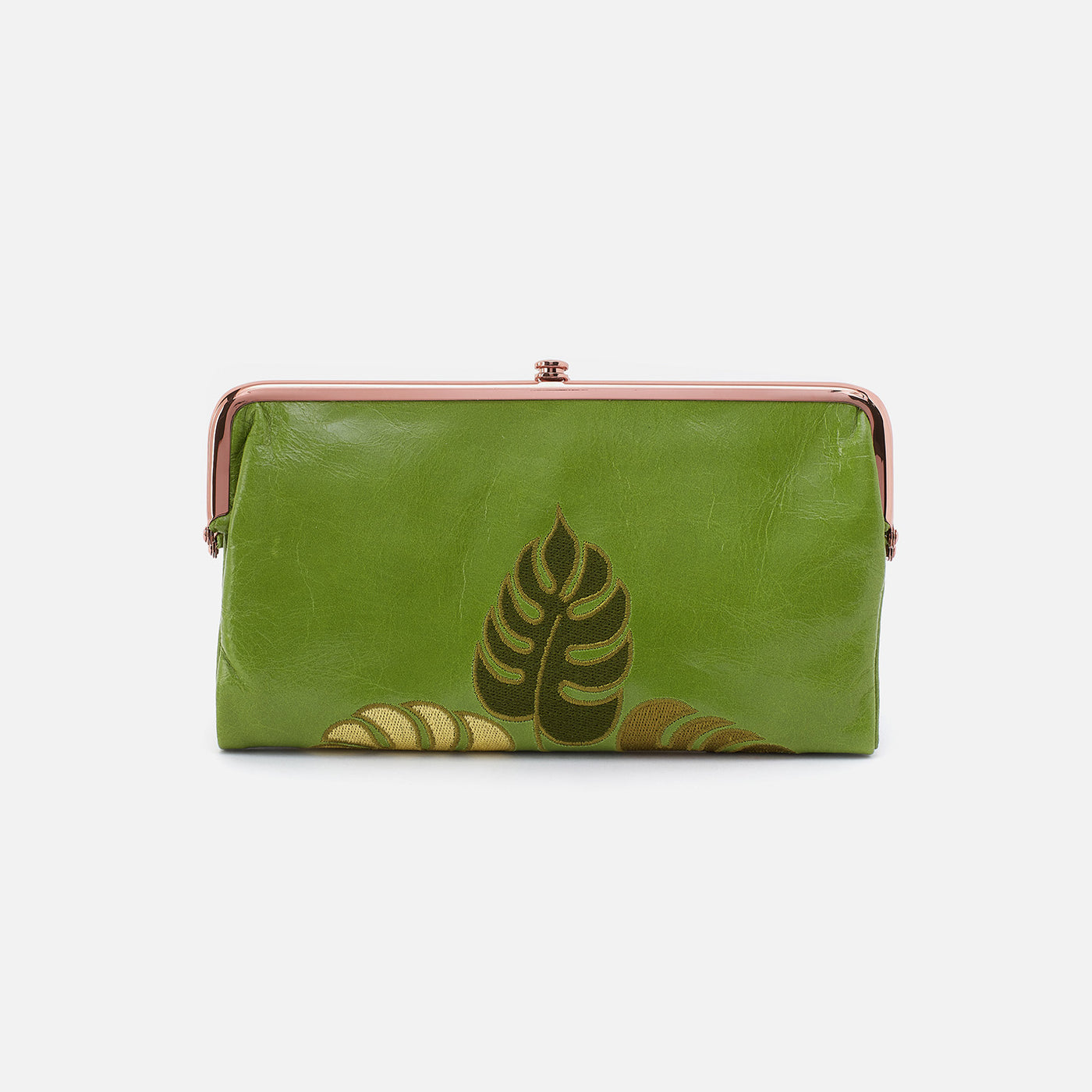Lauren Clutch-Wallet in Polished Leather - Garden Green
