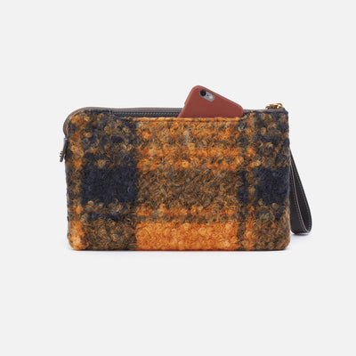 Wayfare Wristlet in Suede With Faux Shearling - Plaid Shearling
