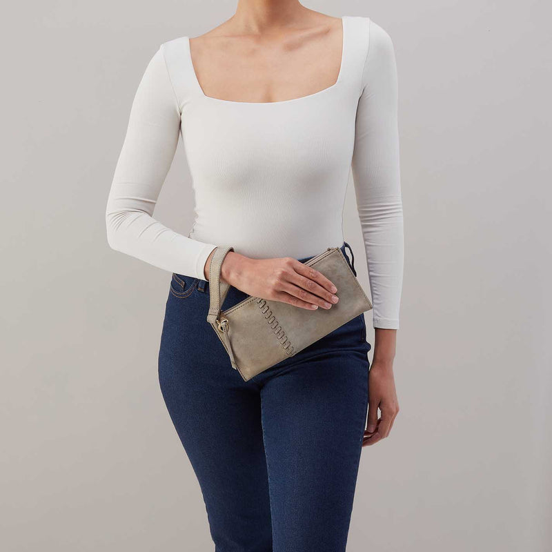 Vida Wristlet in Nubuck Leather - Golden Granite