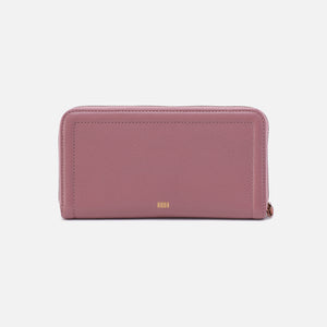 Nila Large Zip Around Continental Wallet in Pebbled Leather - Mauve