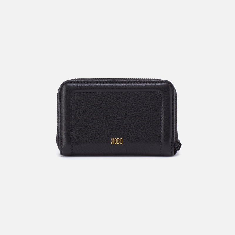 Nila Small Zip Around Wallet in Pebbled Leather - Black