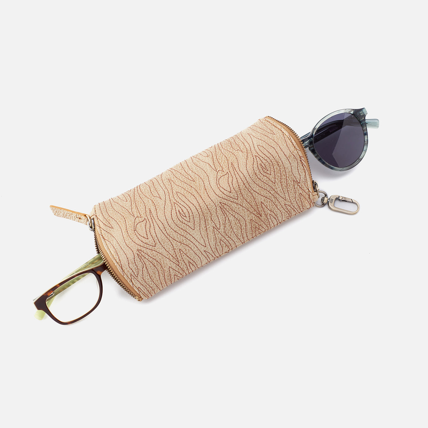 Spark Double Eyeglass Case in Embroidered Metallic Leather - Gold Leaf