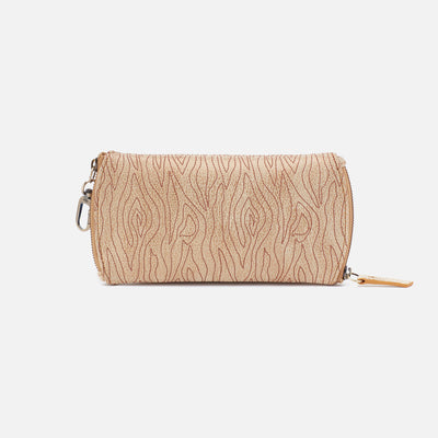 Spark Double Eyeglass Case in Embroidered Metallic Leather - Gold Leaf