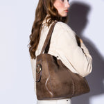 Render Shoulder Bag In Buffed Leather - Mocha