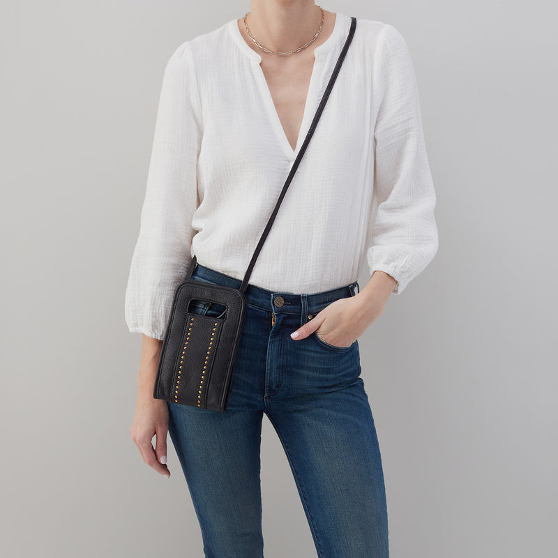 Ace Phone Crossbody in Pebbled Leather Black HOBO