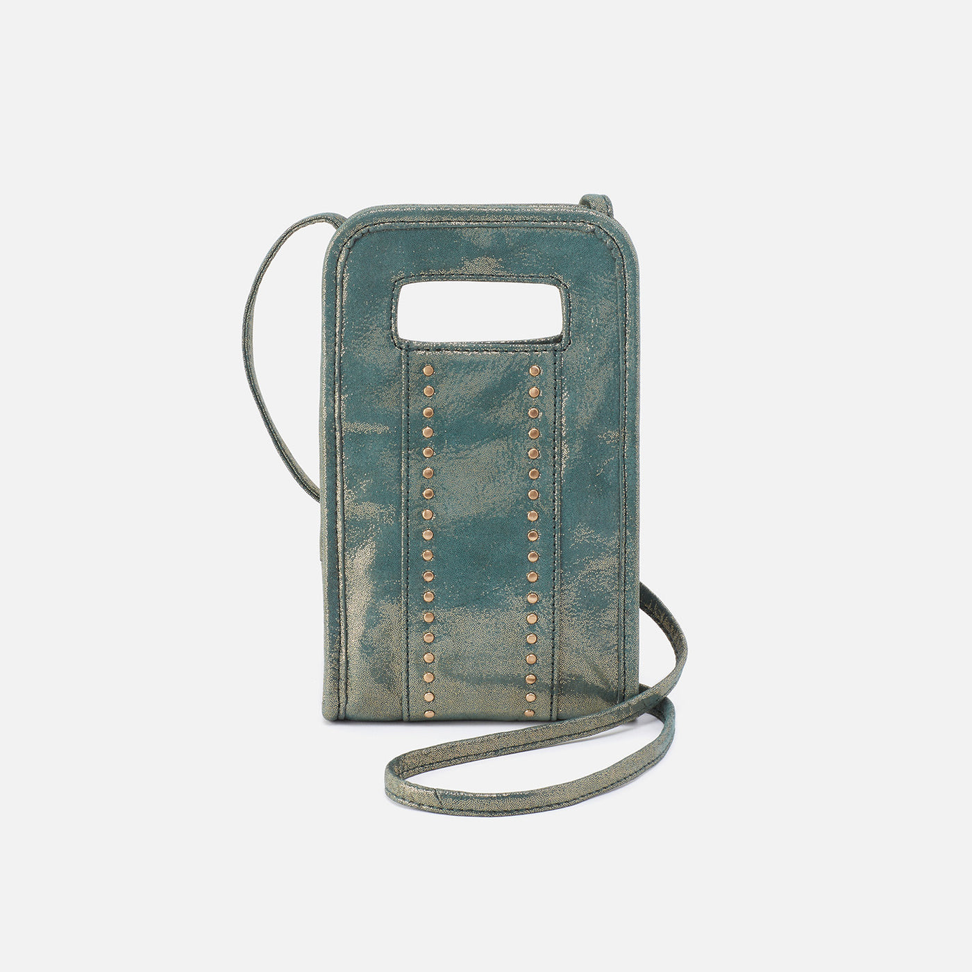 Ace Phone Crossbody in Metallic Leather - Evergreen Shimmer