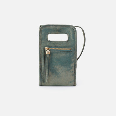 Ace Phone Crossbody in Metallic Leather - Evergreen Shimmer