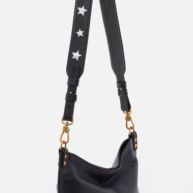 Star Leather Strap in Pebbled Leather - Black