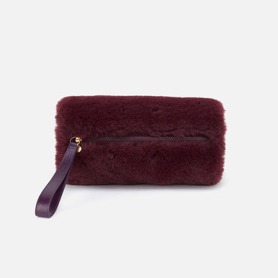 Zuri Muff in Faux Fur and Polished Leather - Plum