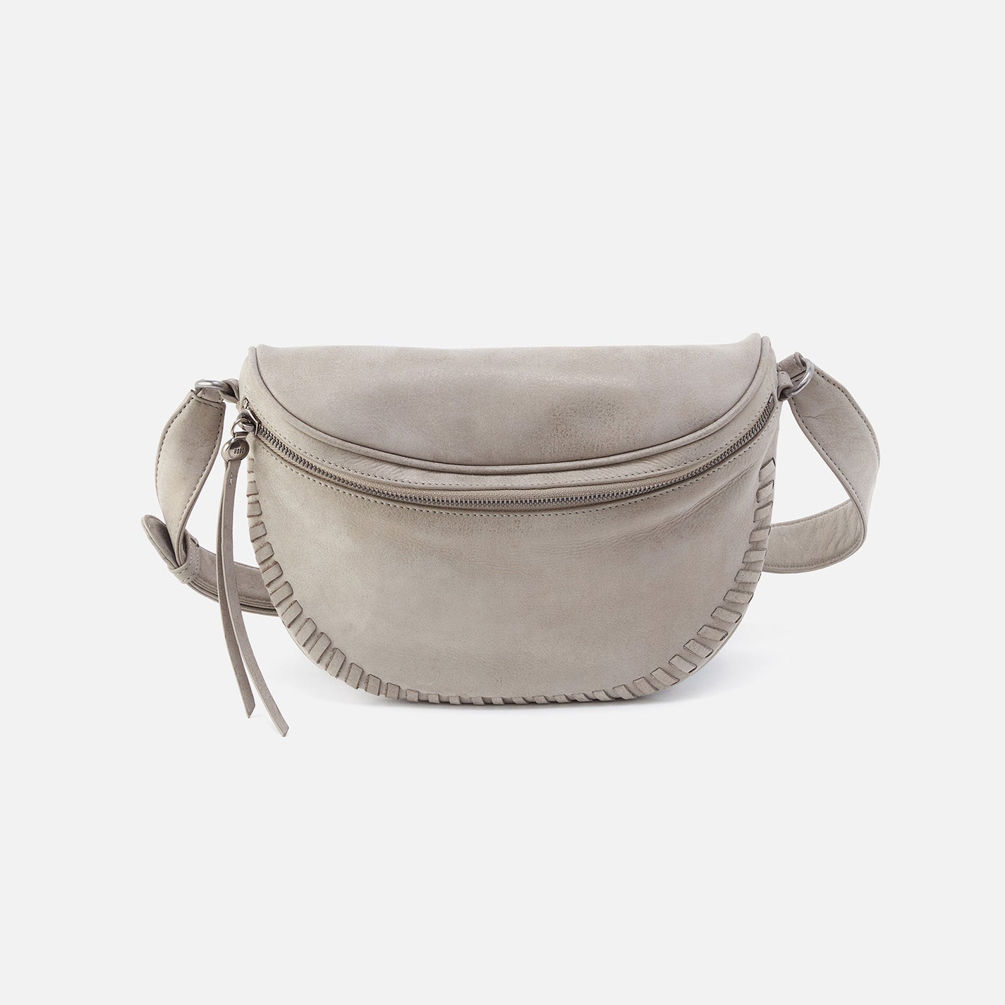 Juno Belt Bag in Metallic Leather Granite Grey HOBO