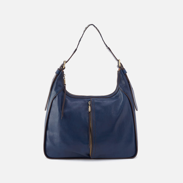 Bellamy Front Zip Hobo in Artisan Leather Navy HOBO