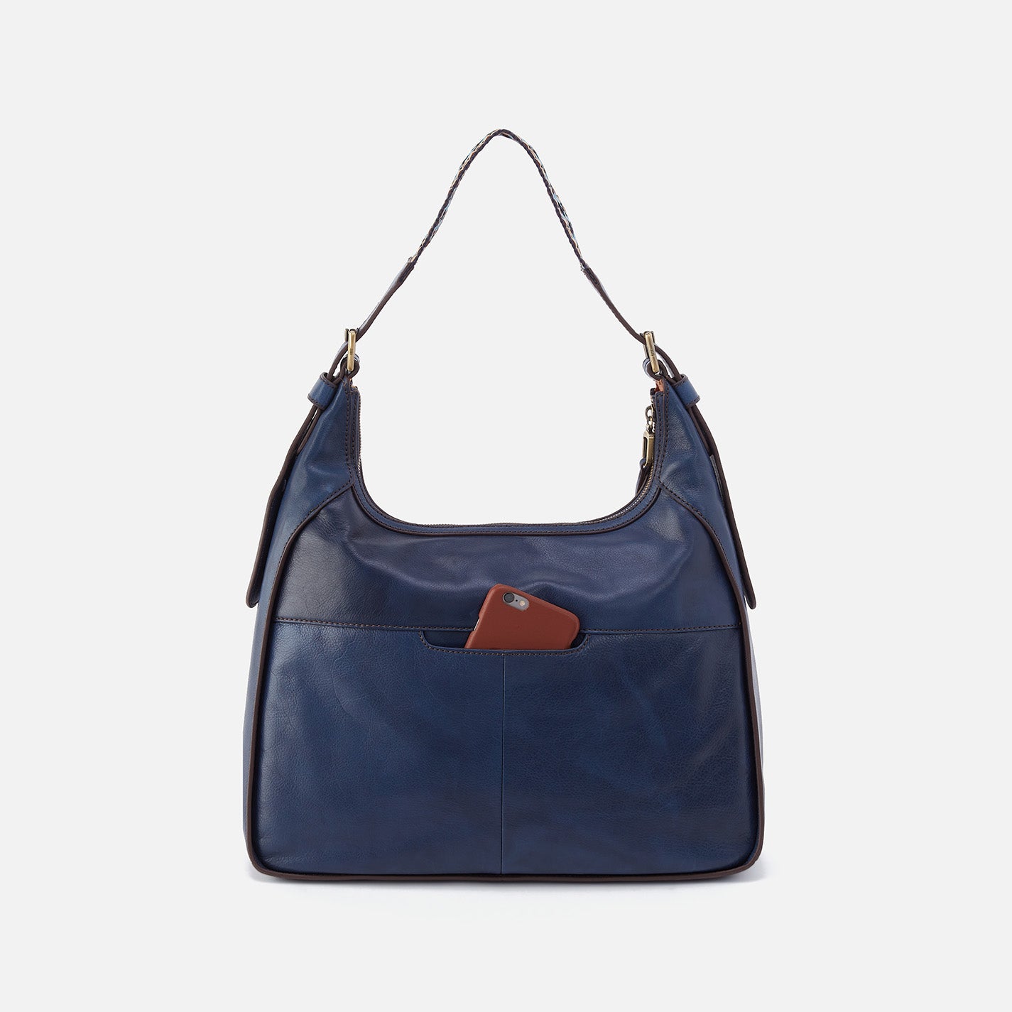 Bellamy Front Zip Hobo in Artisan Leather Navy HOBO