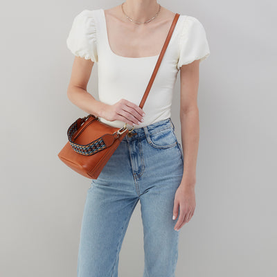 Belle Convertible Shoulder Bag in Artisan Leather - Honey Brown