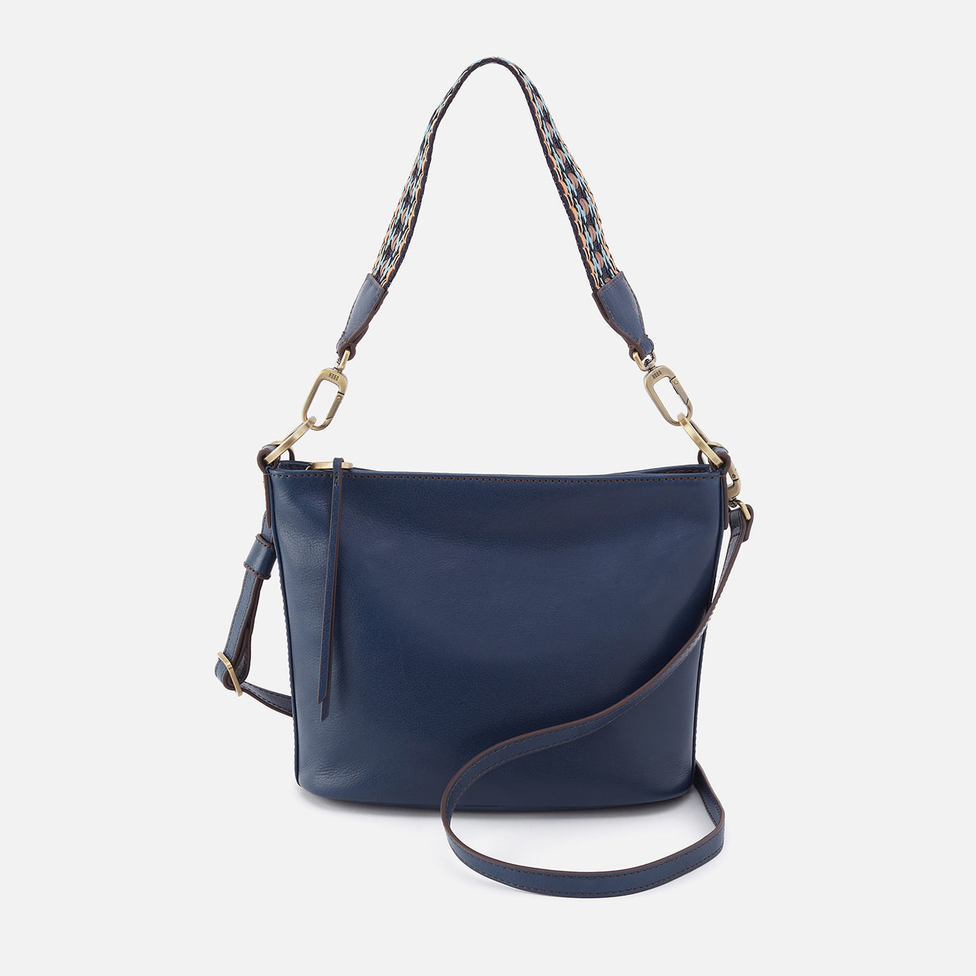 Belle Convertible Shoulder Bag in Artisan Leather - Navy