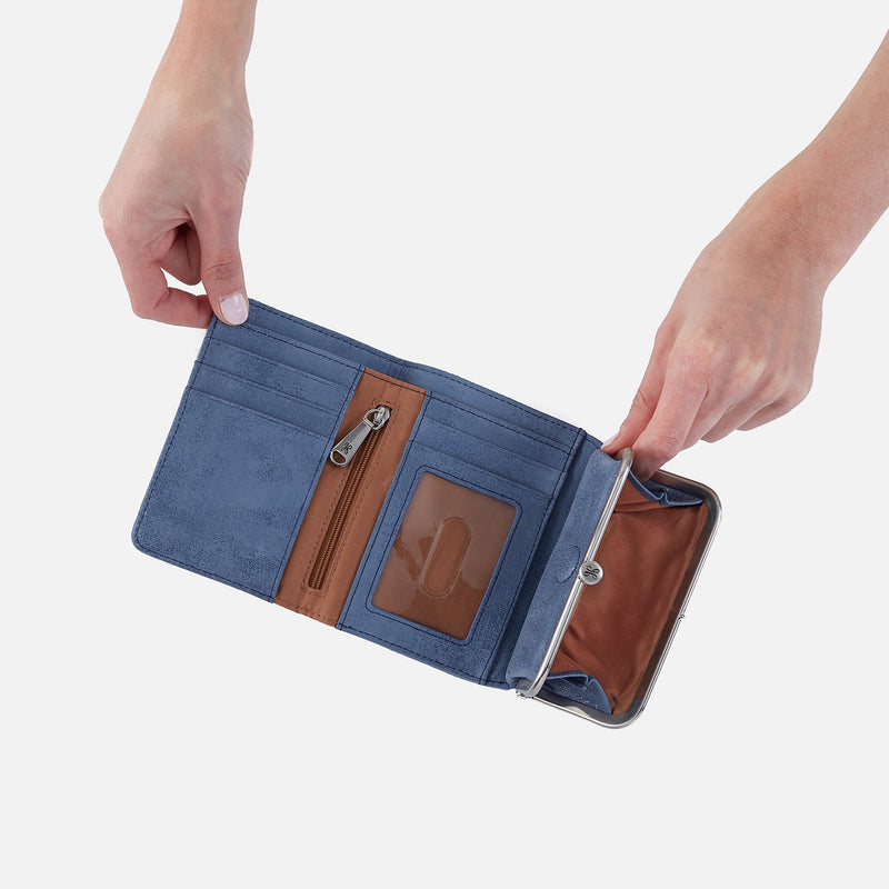 Robin Compact Wallet in Buffed Leather - Azure