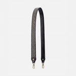 Beaded Guitar Strap In Polished Leather - Black