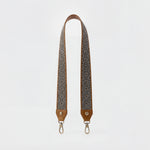 Beaded Guitar Strap In Polished Leather - Truffle