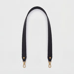 Whipstitch Guitar Strap In Pebbled Leather - Black
