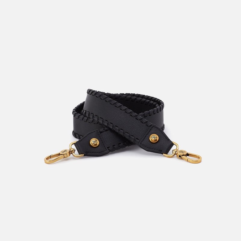 Whipstitch Guitar Strap In Pebbled Leather Black HOBO