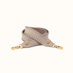 Whipstitch Guitar Strap In Pebbled Leather - Taupe- FOL