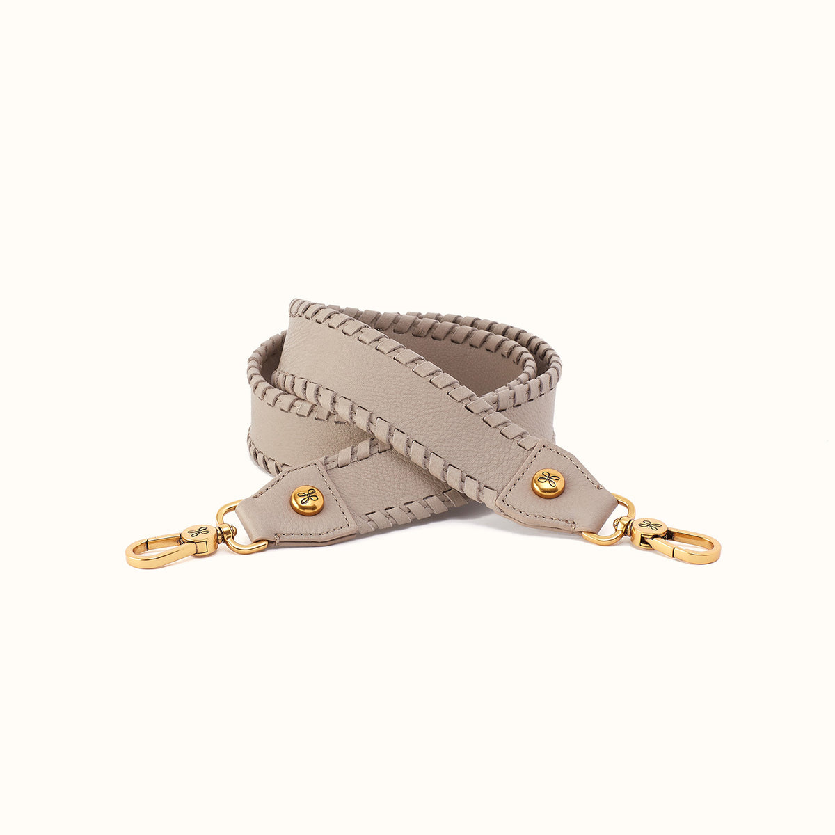 Whipstitch Guitar Strap In Pebbled Leather - Taupe- FOL