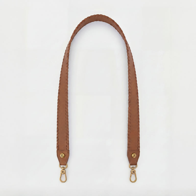 Whipstitch Guitar Strap in Pebbled Leather - Warm Honey