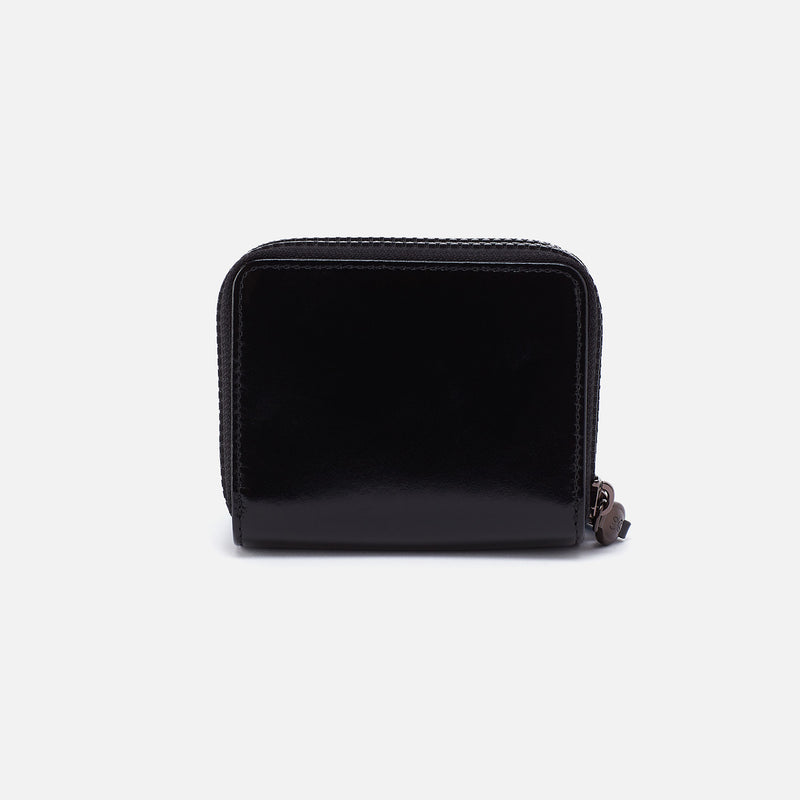 Dixon Medium Zip Wallet In High Gloss Leather - Black