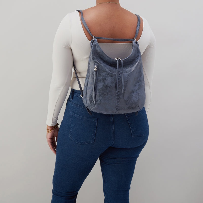 Merrin Convertible Backpack in Buffed Leather - Indigo Sky