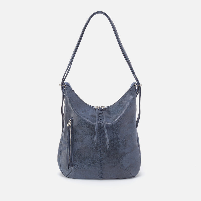 Merrin Convertible Backpack in Buffed Leather - Indigo Sky