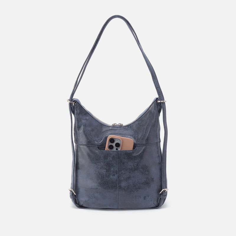 Merrin Convertible Backpack in Buffed Leather - Indigo Sky