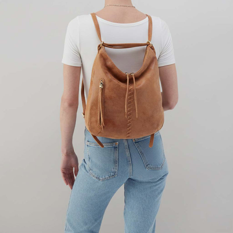 Merrin Convertible Backpack In Buffed Leather - Whiskey