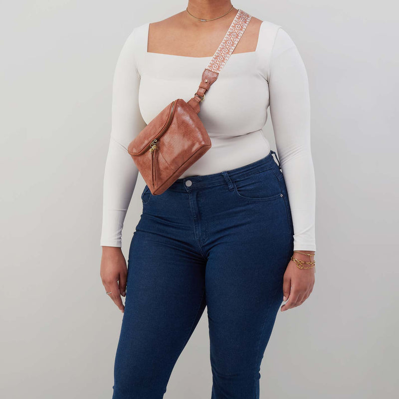 Fern Large Belt Bag in Buffed Leather - Burnished Saddle