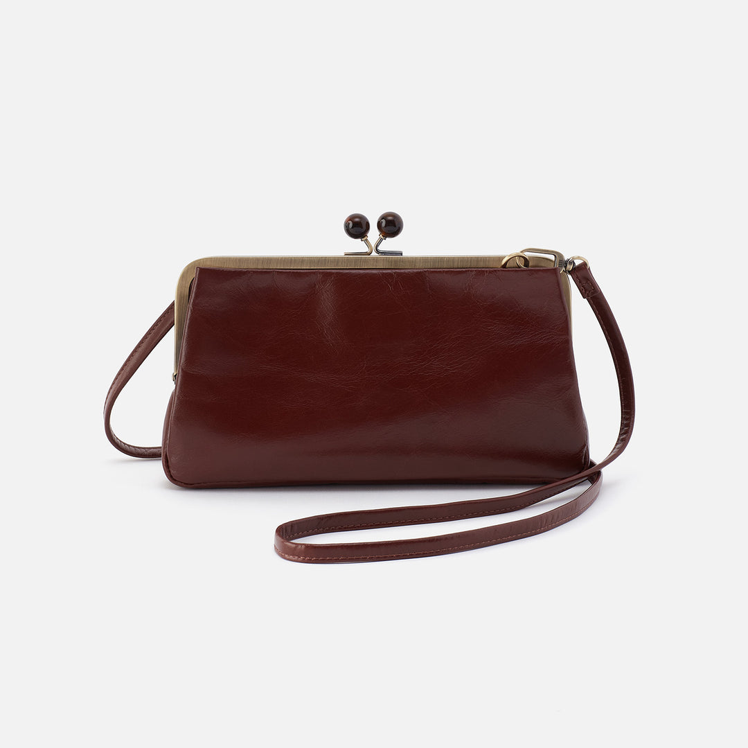 Lauren Frame Crossbody In Polished Leather Black HOBO