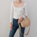 Margot Satchel In Pebbled Metallic Leather - Dusty Gold