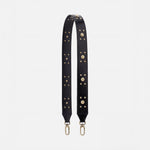 Stud Guitar Strap In Polished Leather - Black