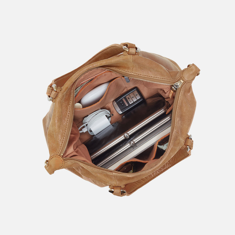 Harley Satchel In Buffed Leather - Whiskey