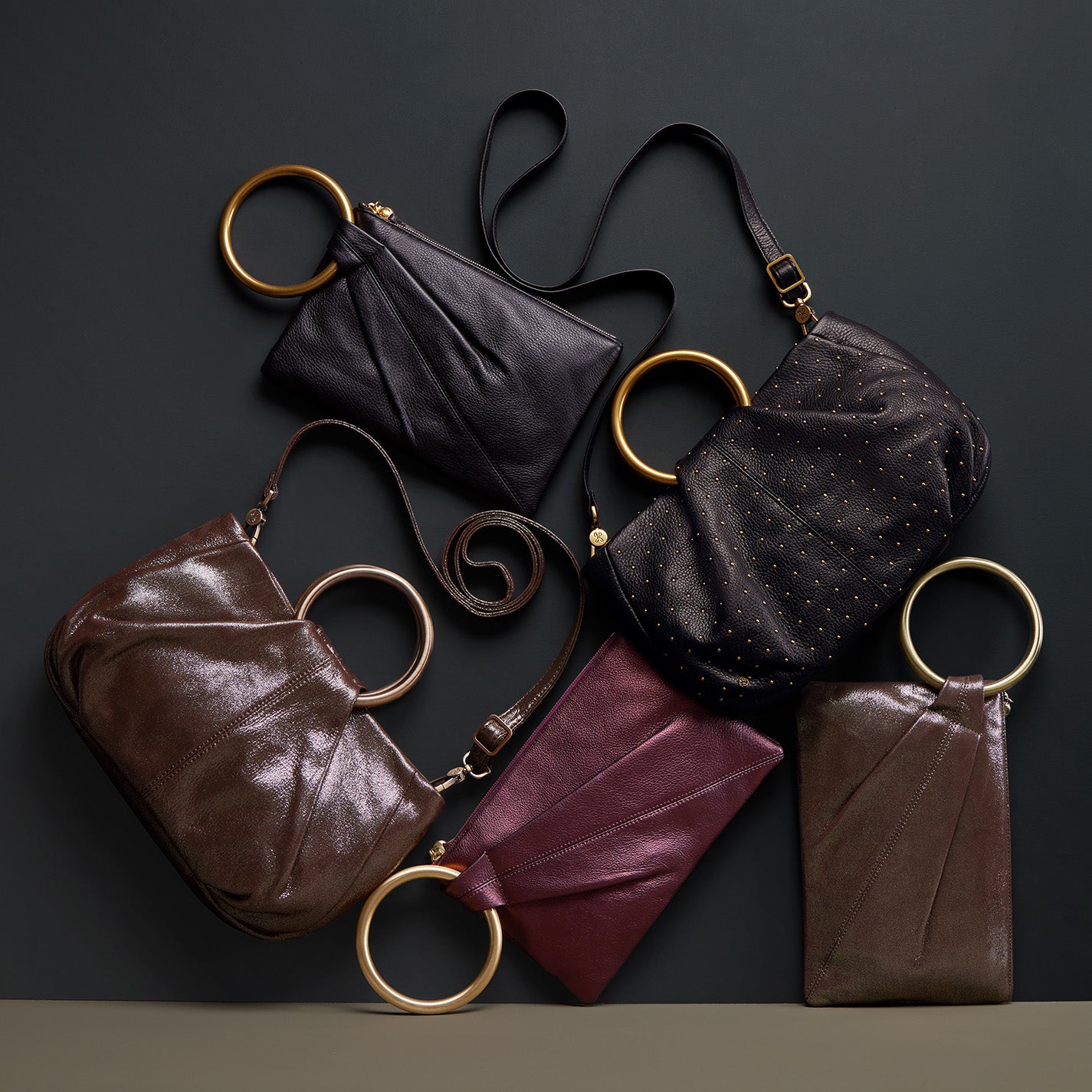 Sheila Ring Satchel In Pebbled Leather Black HOBO
