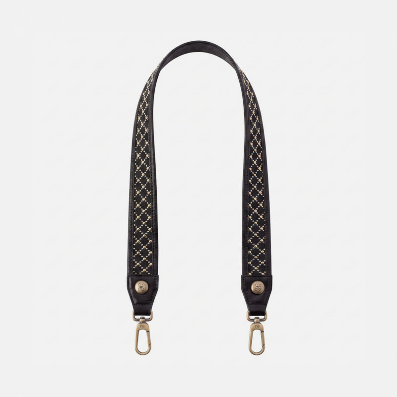Lattice Stud Strap in Polished Leather - Black