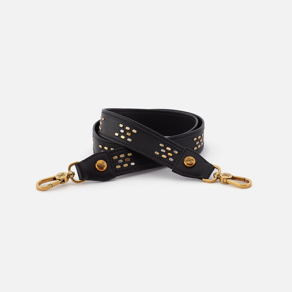 Flat Stud Guitar Strap In Polished Leather - Black – HOBO