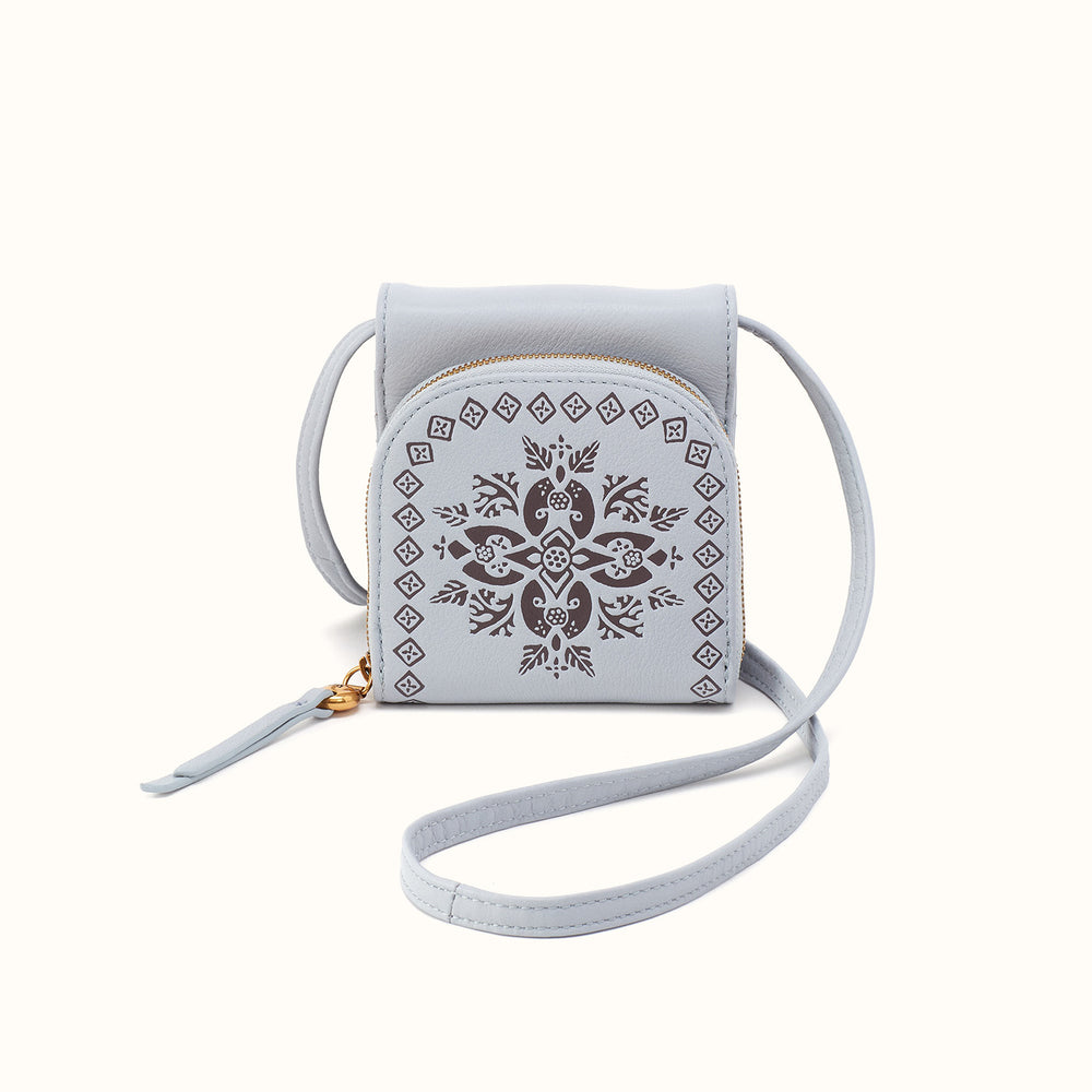 Fern Wallet Crossbody In Pebbled Leather - Blue Pearl- FOL