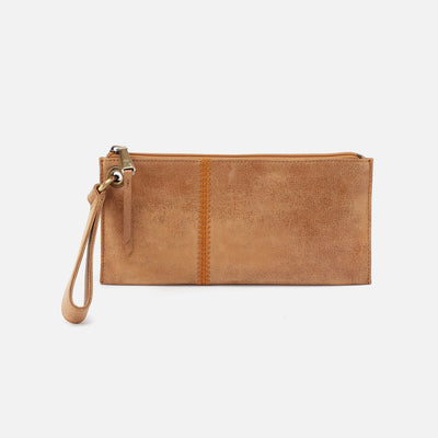 Vida Wristlet In Buffed Leather - Whiskey