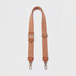 Webbing Strap In Webbing Fabric With Pebbled Leather Trim - Desert Sun