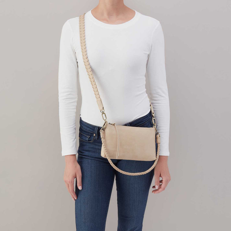 Darcy Crossbody in Buffed Leather - Frosted Pearl