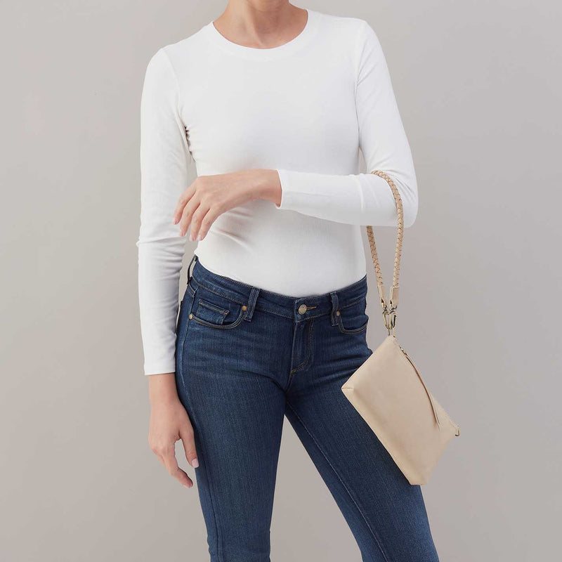 Darcy Crossbody in Buffed Leather - Frosted Pearl