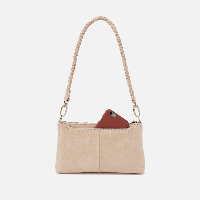Darcy Crossbody in Buffed Leather - Frosted Pearl