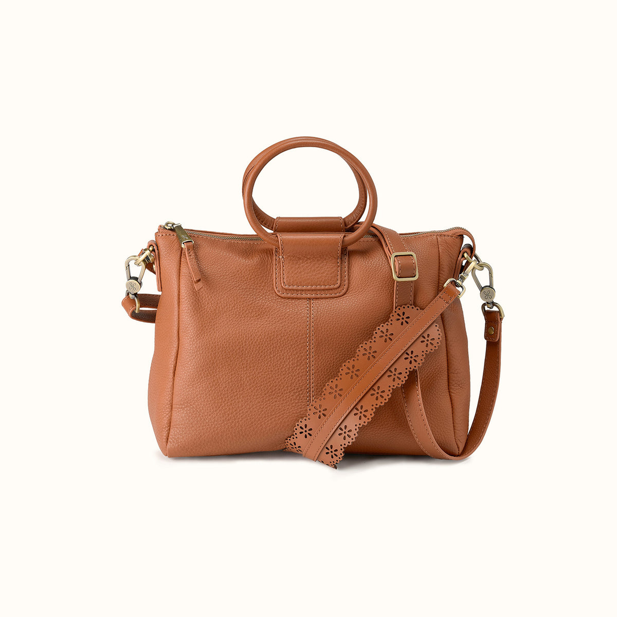 Sheila Medium Satchel In Pebbled Leather - Warm Honey- FOL